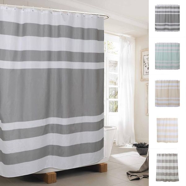 

curtain & drapes plastic shower curtains peva white striped bath screen for home el bathroom waterproof mold proof with hooks #5
