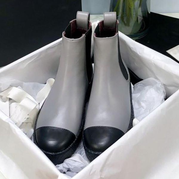 

boots fashion women ladies leather shoes patchwork winter booties chunky female chaussures classic botas high quality, Black