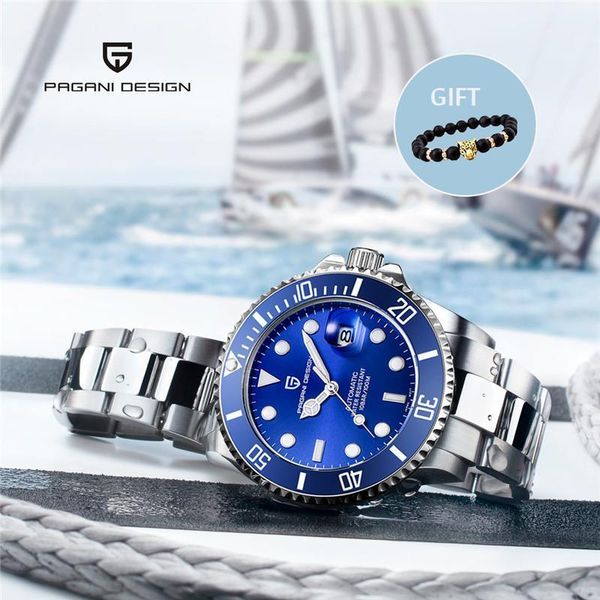 

blue mens mechanical watches for men automatic watch luxury fashion full steel nh35a wristwatch wristwatches, Slivery;brown