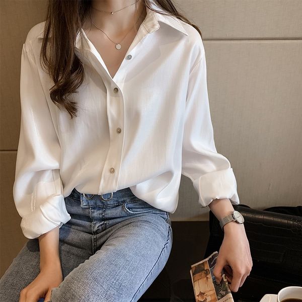 

casual shirt woman blusas mujer de moda autumn winter loose blouse shirts fashion long sleeve white women 930g 210420