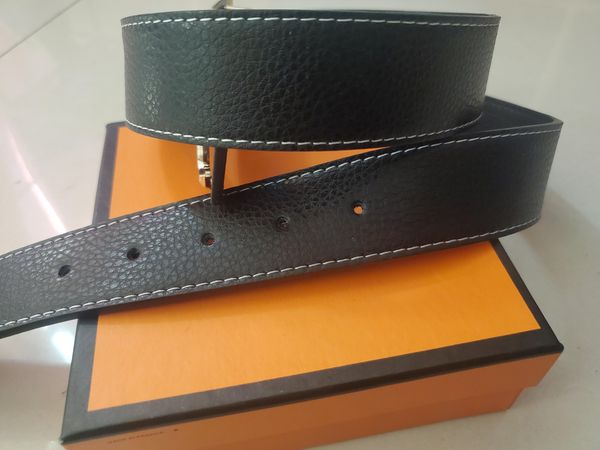 

men belt 2018 cowhide genuine leather belts for men fashion smooth buckle belts with letter h belts cinturones hombre c18110103, Black;brown