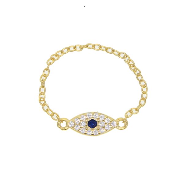 

925 sterling silver gold color evil ring eye charm delicate chain minimal girl women simple charm finger band jewelry, Slivery;golden