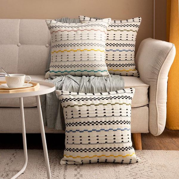 

cushion/decorative pillow home decoration cover 45x45cm cotton woven line stipe thick cushion for living room bed