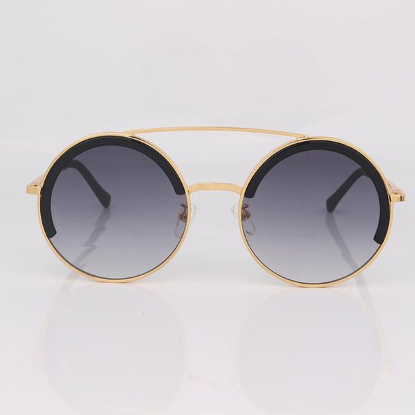 

sunglasses round metal frame women double bar, White;black