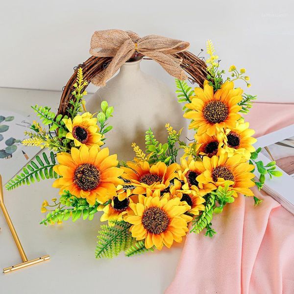 

decorative flowers & wreaths sunflower wreath artificial garland hanging pendants ornaments for home front door wedding party decor-1