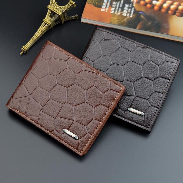 

wallets 2021 wallet men's short thin soft leather youth horizontal large capacity stone grain coin purse, Red;black