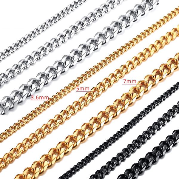 

stainless steel necklace curb chains link men choker fashion jewelry wholesale, Silver