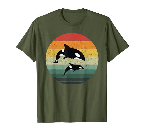 

orca family vintage t-shirt retro art, killer whale family, White;black