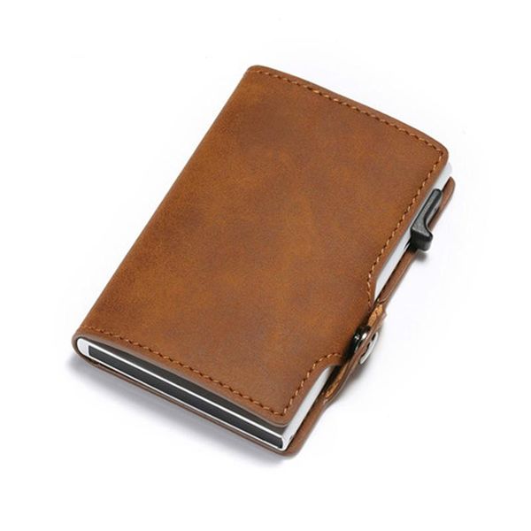 

card holders zovyvol business luxury case rfid holder slim suitcase vintage wallet anti-theft drop-, Brown;gray