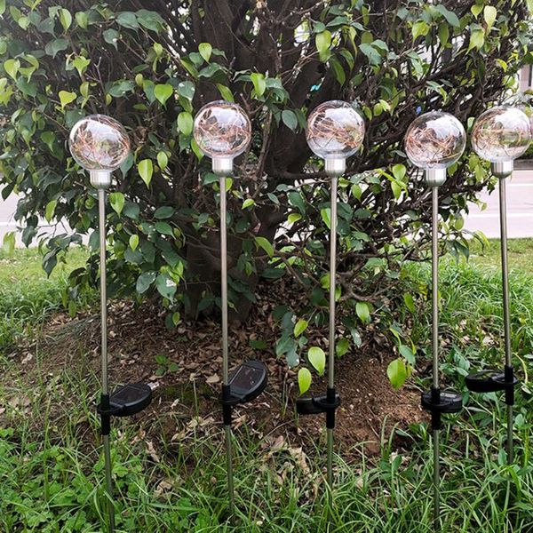 

2pcs solar led lawn stake ball lights waterproof home garden courtyard landscaping decorative lamps 75cm height