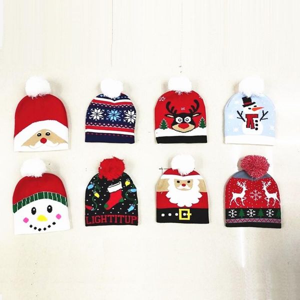 

beanie/skull caps xmas cartoon knitted hat child girl pompom snow beanie cap winter warm hats skullies skullcap gorros christmas gift, Blue;gray