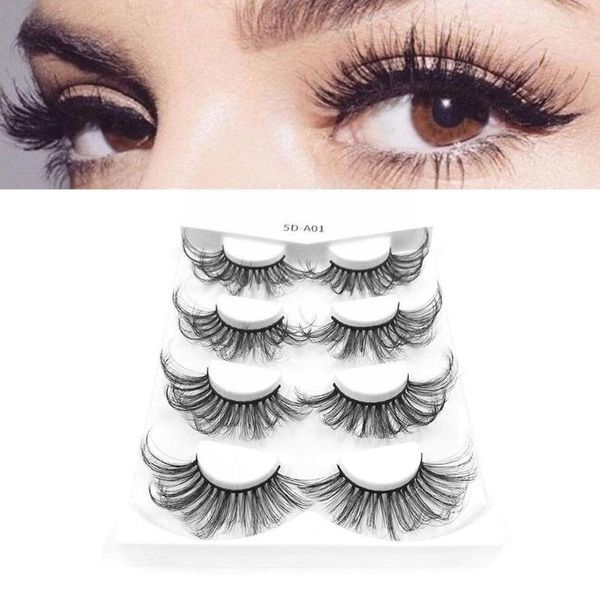 

false eyelashes 4 pairs mink 25mm lashes fluffy messy 3d thick natural wholesale 5 long extensi x5e9