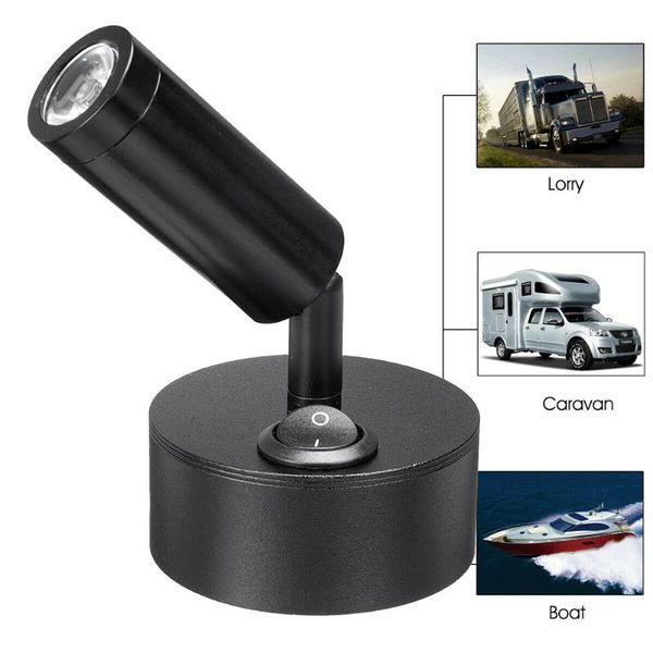 

reading spot light cabinet led wall mount motorhome caravan button switch bright white color/warm color 12v 1w lamp