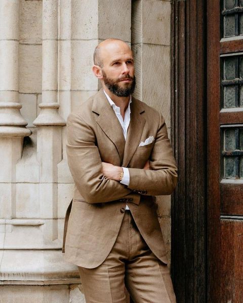 

men's suits & blazers (jacket+pants) slim fit work suit brown 2 piece groomsman for wedding formal prom blazer party evening custom mad, White;black