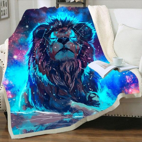 

blankets 3d print lion plush throw blanket sherpa fleece bedspread vintage bedding square picnic wool soft
