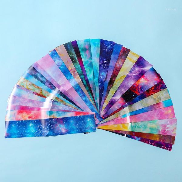 

10pcs/set 20*4cm manicure marble nail sticker foils stone designs transfer art stickers starry sky wraps decals1, Black