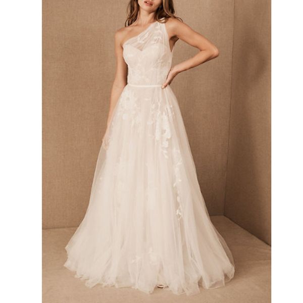 

summer elegant women long party off one shoulder embroidery maxi tulle dress 210415, Black;gray