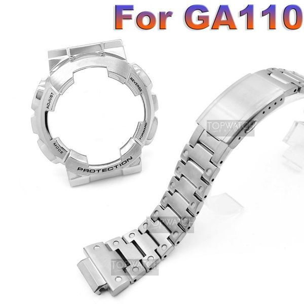 

watch bands casioak mod ga110 metal bezel 316l stainless steel watchband case for ga100 ga120 gd100 gd120 accessory, Black;brown