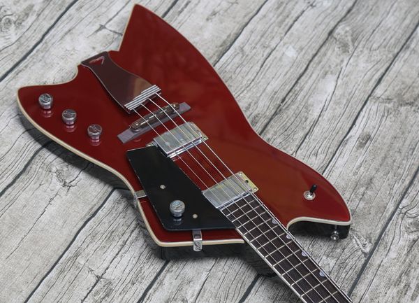 

4 strings billy bo jupiter thunderbird wine red electric bass guitar sperzel tuners, mop neo-classic position markers inlay, original g knob