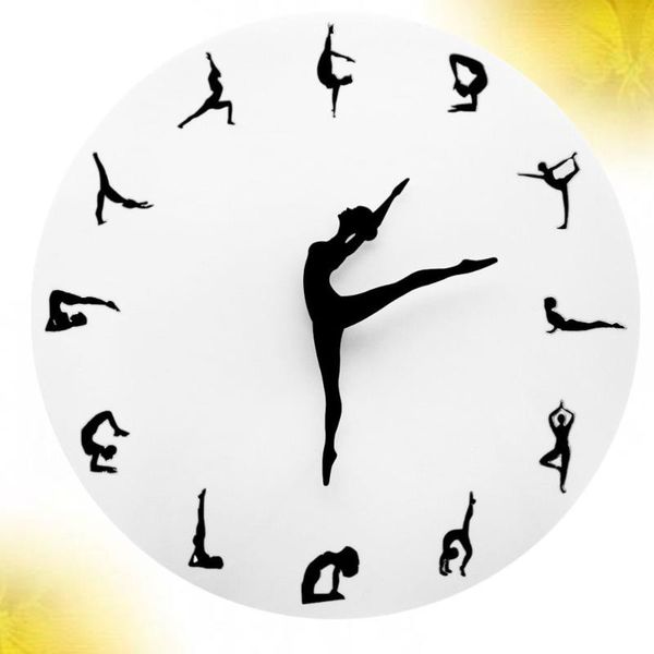 

1pc yoga posture wall clock mute diy hanging decoration creative time displayer without battery clocks