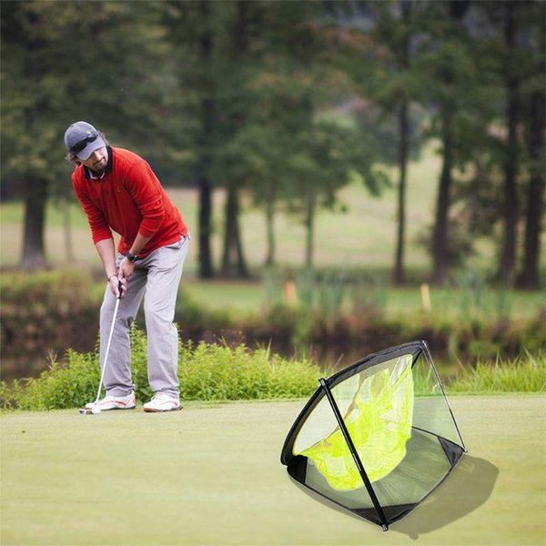 

protable golf practice net target cutting rod round foldable flat nylon folding indoor outdoor collapsible accessories training aids