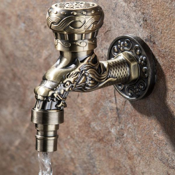 

bathroom sink faucets wall mount bibcock mounted antique bronze single cold water faucet washing machine mop pool outdoor
