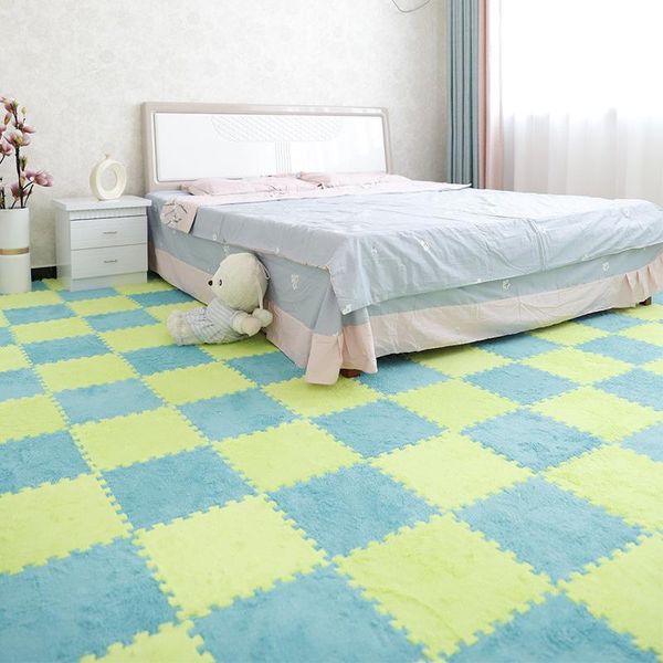 

carpets 10pcs/lot bedroom and living room full of thickening splicing large area floor mats can be cut plush solid color carpet f8154