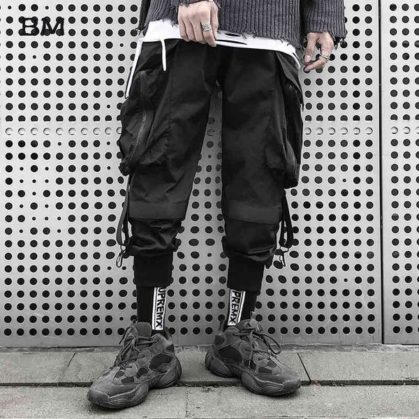 

men's pants men fashions motorcycle hip hop casual streetwear joggers kpop korean techwear black harem boys 77px