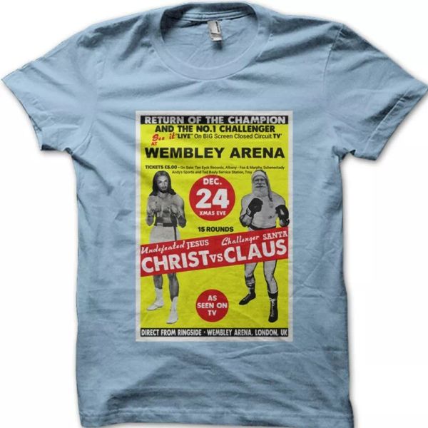 

jesus christ vs santa claus christmas special printed t-shirt 8999, White;black