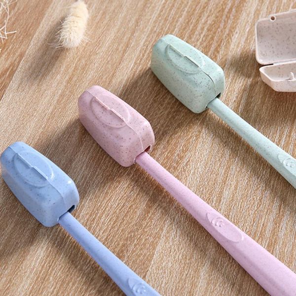 

protective caps brush casetravel toothbrush head cover case health wheat straw protect hike cleaner bath accessory set