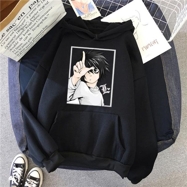 

men's hoodies & sweatshirts death note japanese anime men women hoodie fashion harajuku tracksuits streetwear boys clothing, Black
