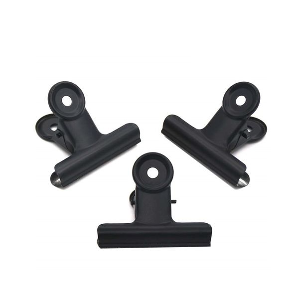 Clip rotonde in metallo da 22 mm / 31 mm Clip per bulldog nero Clip per biglietti in acciaio inossidabile per etichette Borse Ufficio LX3358