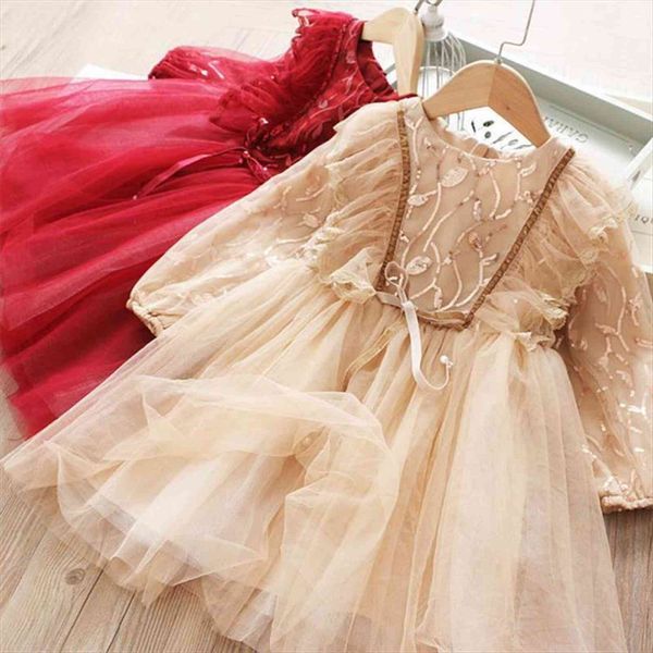 

full sleeve girls white lace girl dress princess 3 8t kids pageant gown flower bowknot elegant baby birthday party, Red;yellow