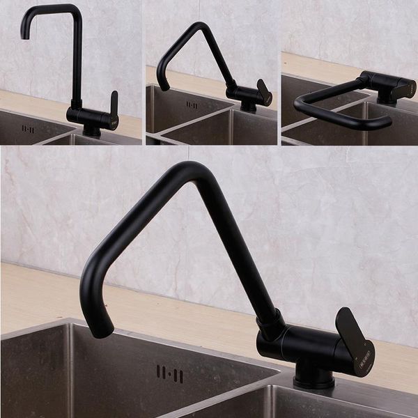 

kitchen faucets can lay down save space sink faucet black color european style