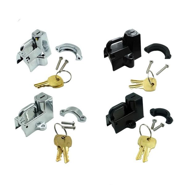 

theft protection aluminum universal security anti-theft motorcycle helmet lock with 7/8" to 1-1-4" black silver color accessories