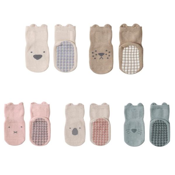 

men's socks q6pb baby winter warm anti-slip floor ankle cute cartoon animal print toddler walker non skid cotton foot cover, Black