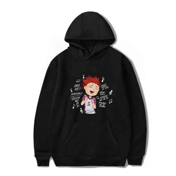 Yeni Tasarım Haikyuu !! Hoodies Erkekler Streetwear Kadınlar Siyah Kapüşonlu Rahat Hip Hop Erkek Kız Sevimli Tişörtü Moda Comic Kazak Y1109