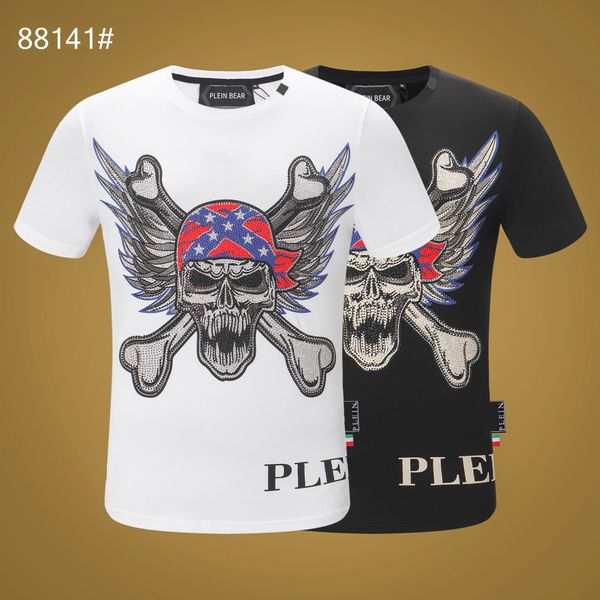 

plein bear t shirt mens designer tshirts brand clothing rhinestone skull men t-shirts classical hip hop streetwear tshirt casual tees pb 114, White;black