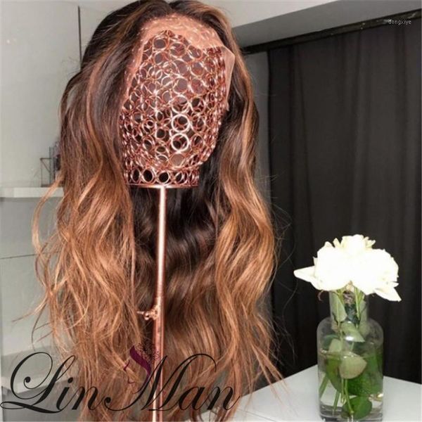 

13*6 lace front human hair wigs loose wave wig for black women pre plucked with baby linman1, Black;brown