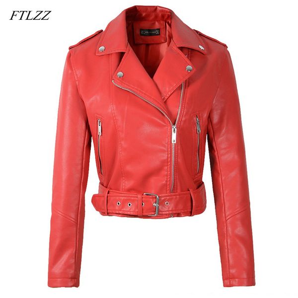 

women faux soft leather jacket pu motorcycle short coat zipper punk spring streetwear outerwear 210423, Black