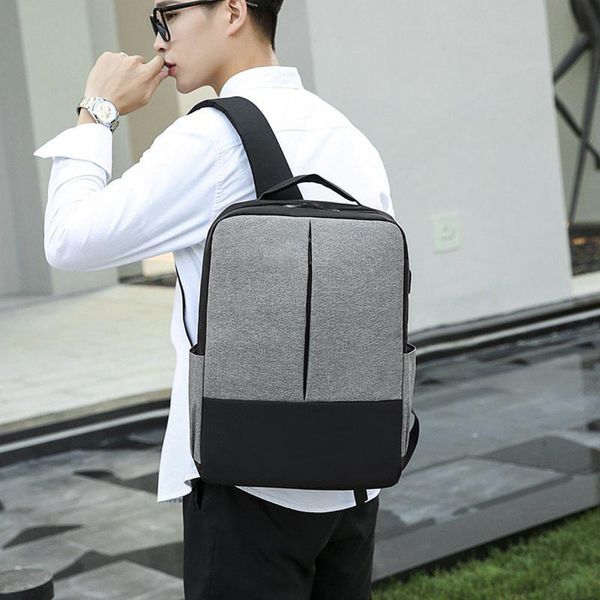 

backpack men's computer shoulders bag color matching three-piece casual business man's waterproof backpacks#4