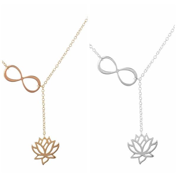 

chokers fashion gold/silver simple style lotus lariat pendant necklace for women flower jewelry necklaces party gifts, Golden;silver