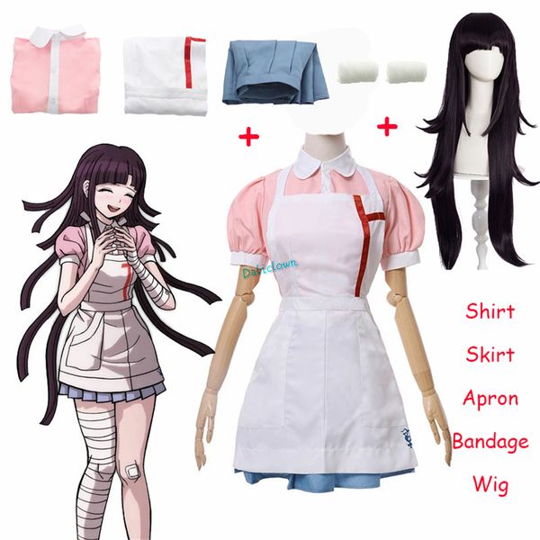 

anime costumes danganronpa mikan tsumiki cosplay outfit with wig anime halloween despair ultimate nurse uniform maid costume full set for wo, Black