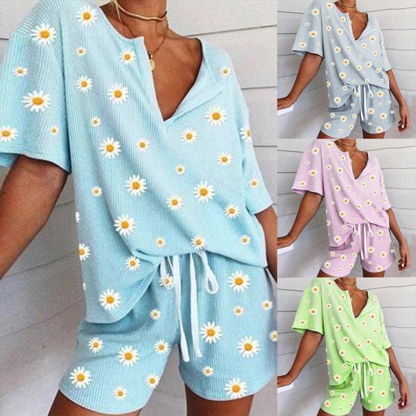 

simple pyjamas pajamas flower print women sleepwear cotton short sleeve pijama sets homewear cute cartoon lounge wear w, Black;red