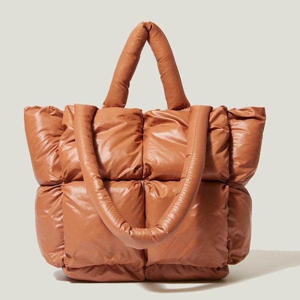 

evening bags winter woman large capacity tote shopper shoulder bag ladies waterproof nylon casual space pad cotton feather down handbags