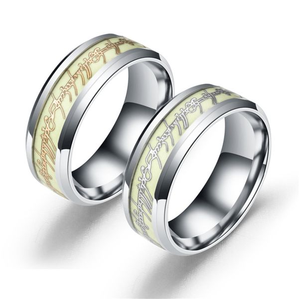 

newfangled glow in dark lord of the ring fashion magic rings with metal stickers, Silver