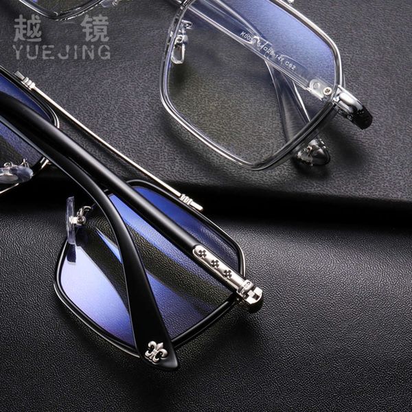 

black frame k0039 flat lens male chen weiting same metal double beam female tr transparent glasses, Silver
