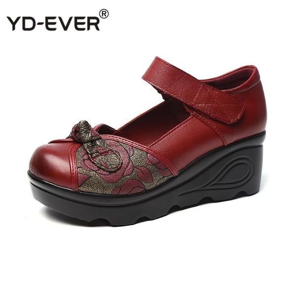 

dress shoes genuine leather women 2021 high heels handmade summer pumps flower platform wedge, Black