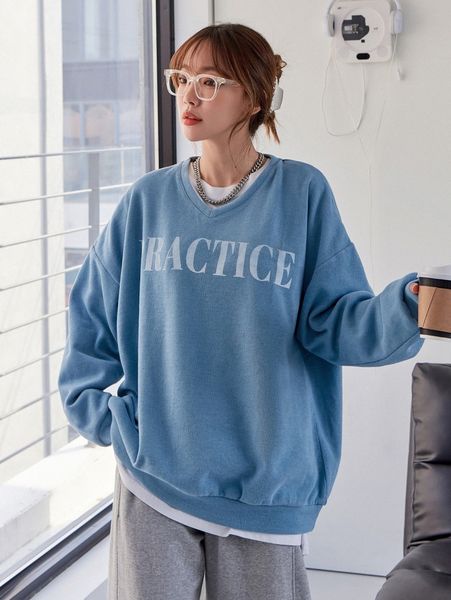 

dazy letter print drop shoulder sweatshirt without tee p8hk#, White;black