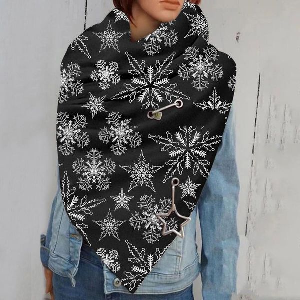 

scarves fashion elegant scarf winter women christmas fine snowflake print printing bandana button soft wrap casual warm shawls, Blue;gray